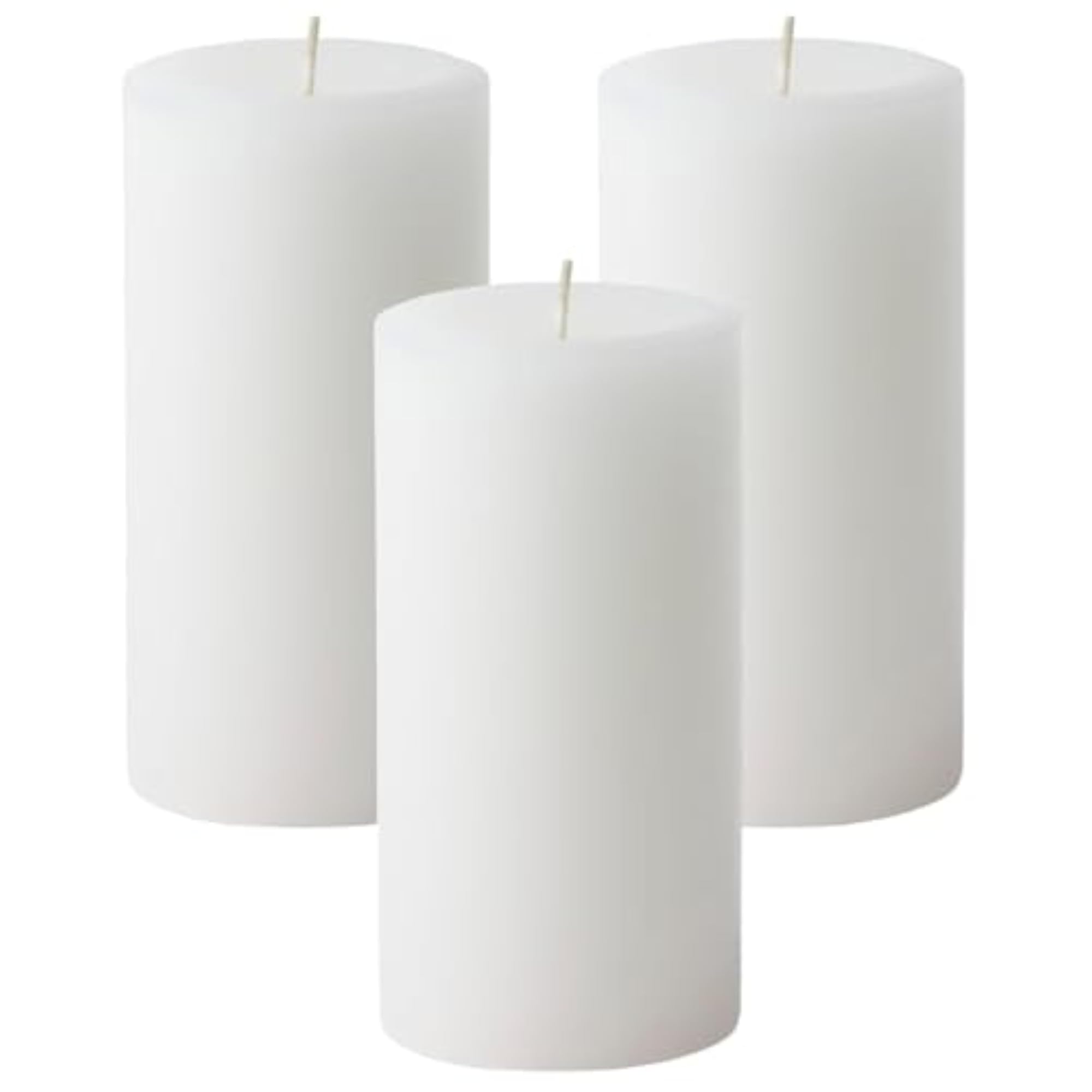 Dripless Unscented Pillar Candles, Set of 3 Hand Poured